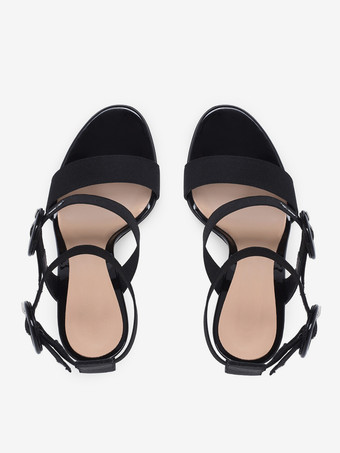 Sandali con tacco da donna punta tonda tacco a spillo tomaia in PU verniciato