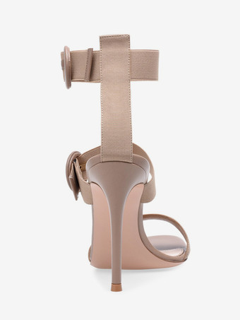 Sandali con tacco da donna punta tonda tacco a spillo tomaia in PU verniciato