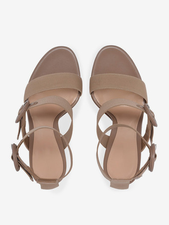 Sandali con tacco da donna punta tonda tacco a spillo tomaia in PU verniciato