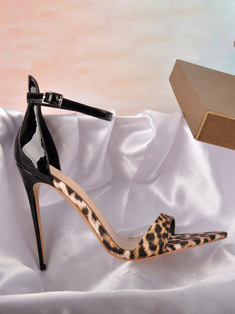 レディースヒールサンダル ポインテッドトゥ スティレットヒールサンダル パテントPUアッパー