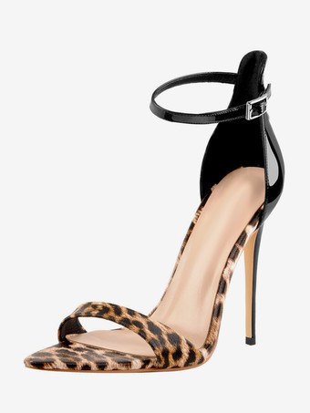 レディースヒールサンダル ポインテッドトゥ スティレットヒールサンダル パテントPUアッパー