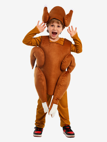 感謝祭コスチューム ブラウン 男の子用 ファイバー ノースリーブ ホリデートップ