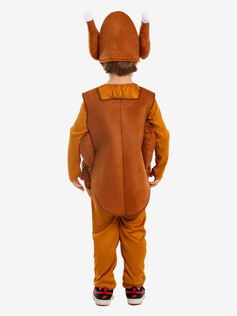 感謝祭コスチューム ブラウン 男の子用 ファイバー ノースリーブ ホリデートップ