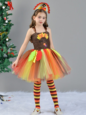 3ピースの感謝祭コスチューム ノースリーブの感謝祭ドレス