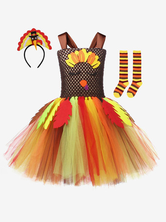 3ピースの感謝祭コスチューム ノースリーブの感謝祭ドレス