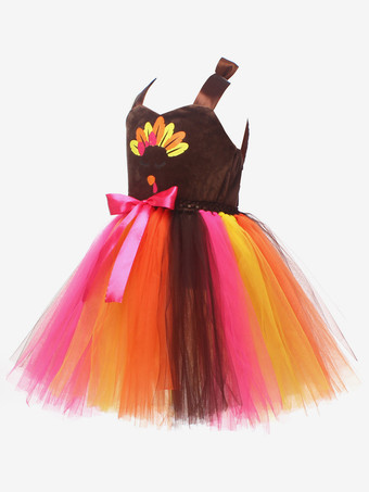 感謝祭用ブラウンガールズノースリーブドレス3点セット