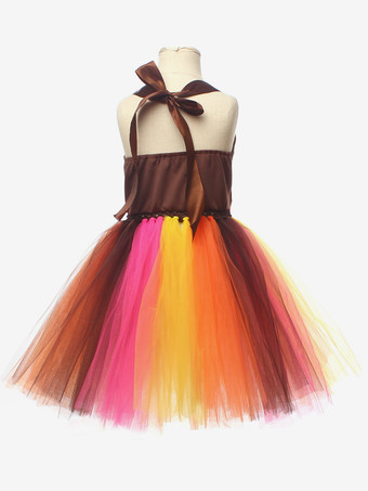 感謝祭用ブラウンガールズノースリーブドレス3点セット