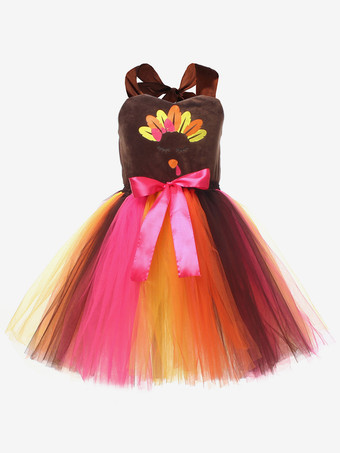 感謝祭用ブラウンガールズノースリーブドレス3点セット