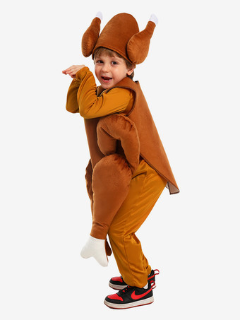 感謝祭コスチューム ブラウン 男の子用 ファイバー ノースリーブ ホリデートップ