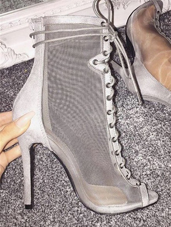 レディース スティレットヒール マイクロスエードアッパー サマーブーツ