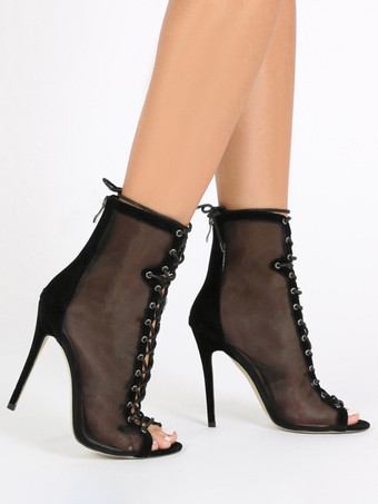 レディース スティレットヒール マイクロスエードアッパー サマーブーツ