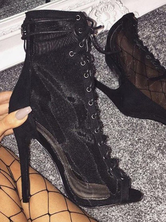 レディース スティレットヒール マイクロスエードアッパー サマーブーツ