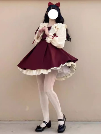 Robe Sweet Lolita Robe en polyester à manches longues Robe Sweet Christmas Lolita