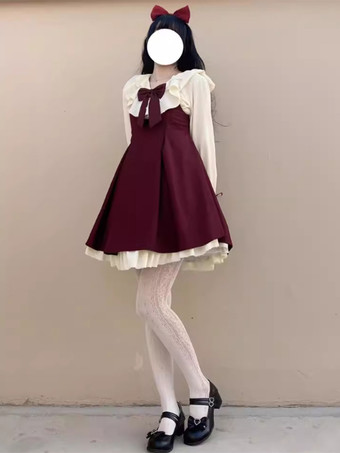 Robe Sweet Lolita Robe en polyester à manches longues Robe Sweet Christmas Lolita