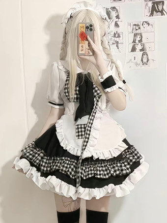 ブラック スイートロリータドレス ポリエステル半袖 スイートロリータドレス