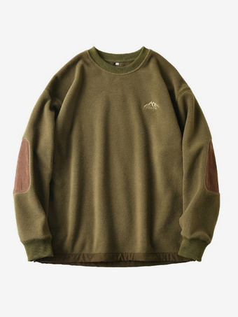 verde cazador Sudadera de manga larga con diseño vintage y forro polar para hombre