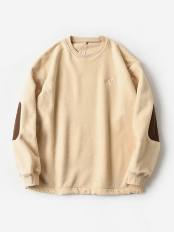 color albaricoque Sudadera de manga larga con diseño vintage y forro polar para hombre