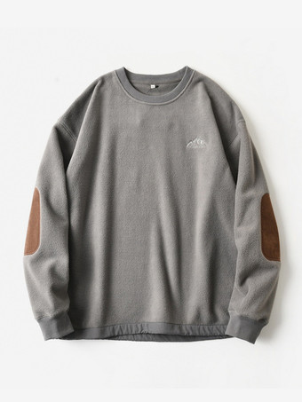 GrisSudadera de manga larga con diseño vintage y forro polar para hombre