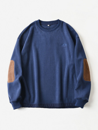 azul Sudadera de manga larga con diseño vintage y forro polar para hombre