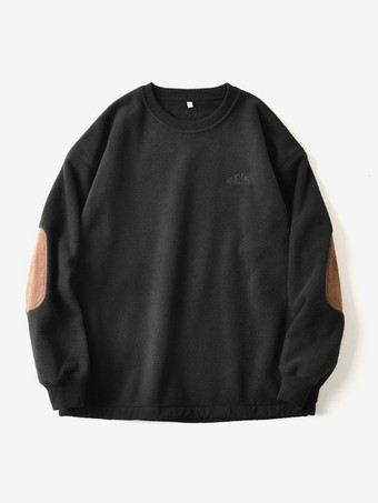 negro Sudadera de manga larga con diseño vintage y forro polar para hombre