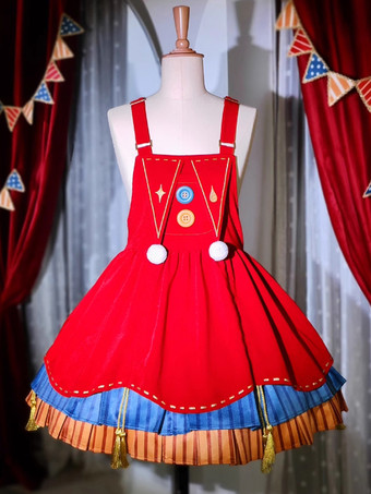 Robe Lolita douce en polyester sans manches avec pull à franges Robe Lolita douce de Noël