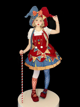 Robe Lolita douce en polyester sans manches avec pull à franges Robe Lolita douce de Noël