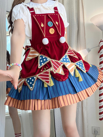 Robe Lolita douce en polyester sans manches avec pull à franges Robe Lolita douce de Noël