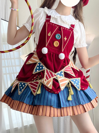 Robe Lolita douce en polyester sans manches avec pull à franges Robe Lolita douce de Noël