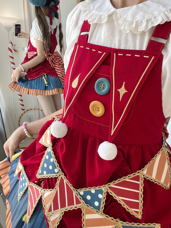 Robe Lolita douce en polyester sans manches avec pull à franges Robe Lolita douce de Noël