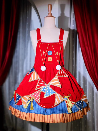 Robe Lolita douce en polyester sans manches avec pull à franges Robe Lolita douce de Noël