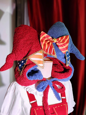 レッド スイートロリータ帽子 赤いリボンアクセサリー カラーブロック ポリエステルロリータアクセサリー