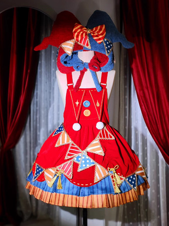 スイートロリータ帽子 赤いリボンアクセサリー カラーブロック ポリエステルロリータアクセサリー