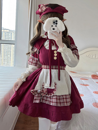 BordeauxRobe Sweet Lolita en polyester sans manches