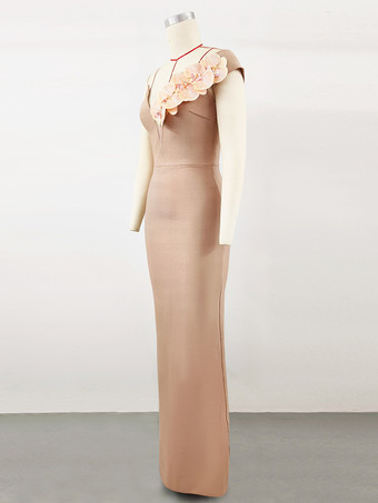 カクテルドレス付き モダン ボールガウン フロアレングス Vネック 花柄 ポリエステル