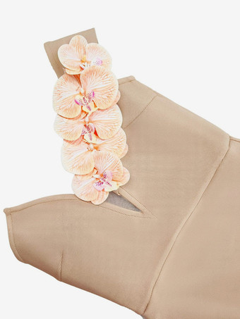 カクテルドレス付き モダン ボールガウン フロアレングス Vネック 花柄 ポリエステル