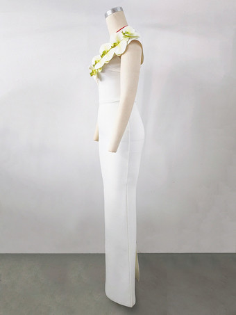 カクテルドレス付き モダン ボールガウン フロアレングス Vネック 花柄 ポリエステル