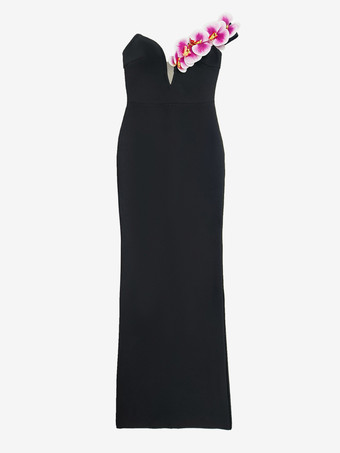 カクテルドレス付き モダン ボールガウン フロアレングス Vネック 花柄 ポリエステル