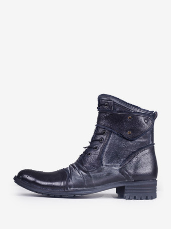 ブラック メンズ マーティン ワークブーツ 牛革 クラシック ブラック ショート レースアップ アンクルブーツ