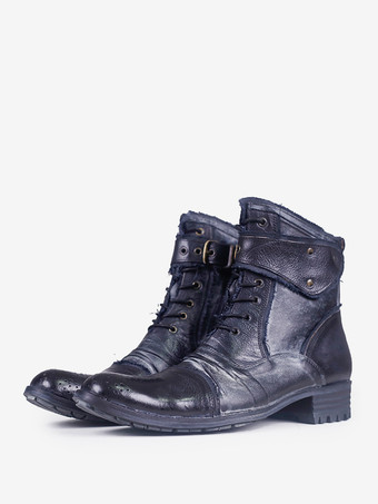 メンズ マーティン ワークブーツ 牛革 クラシック ブラック ショート レースアップ アンクルブーツ