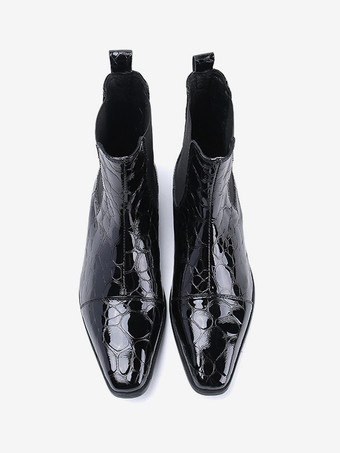 Men's Boots Chelsea Boots Black Cowhide Pointed Toe Ankle Short Boots