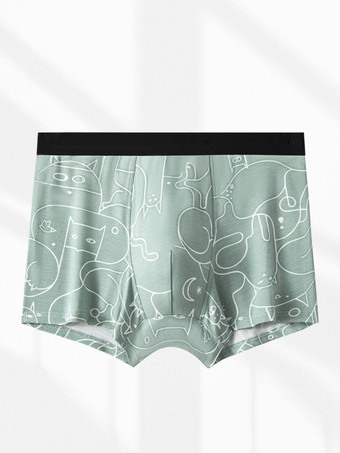 セージグリーンメンズブリーフ 快適なコットンプリント下着