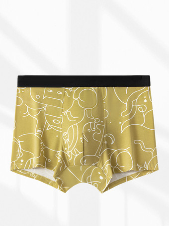 イエローメンズブリーフ 快適なコットンプリント下着