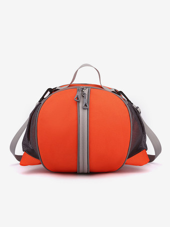 オレンジ ジッパーとショルダーストラップ、ポケット付きバスケットボールスポーツバッグ