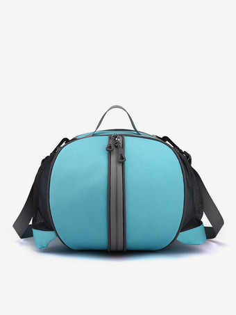 ライトスカイブルージッパーとショルダーストラップ、ポケット付きバスケットボールスポーツバッグ