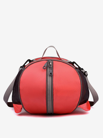 ブリックレッドジッパーとショルダーストラップ、ポケット付きレッドバスケットボールスポーツバッグ