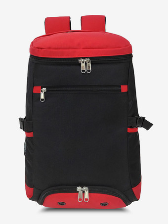 レッド 男性用バックパック レッド サイクリング パッチワークバッグ