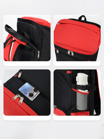 男性用バックパック レッド サイクリング パッチワークバッグ