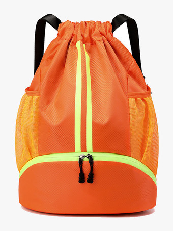オレンジ 男性用スポーツバックパック ジッパーポケット カジュアルバッグ