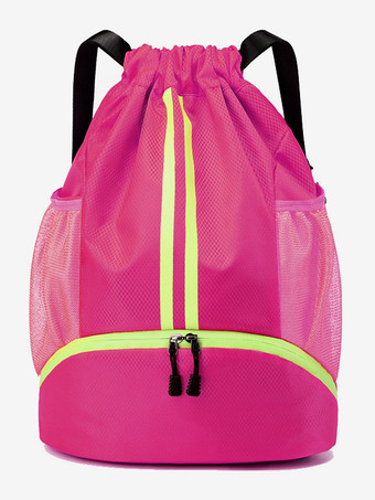 ローズレッド男性用スポーツバックパック ジッパーポケット カジュアルバッグ