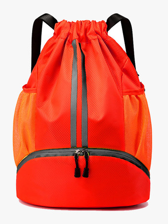 レッド 男性用スポーツバックパック ジッパーポケット カジュアルバッグ